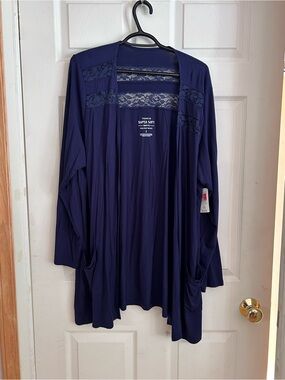 NWT Torrid Super Soft Cardigan Lace Yolk Blue Size 2X